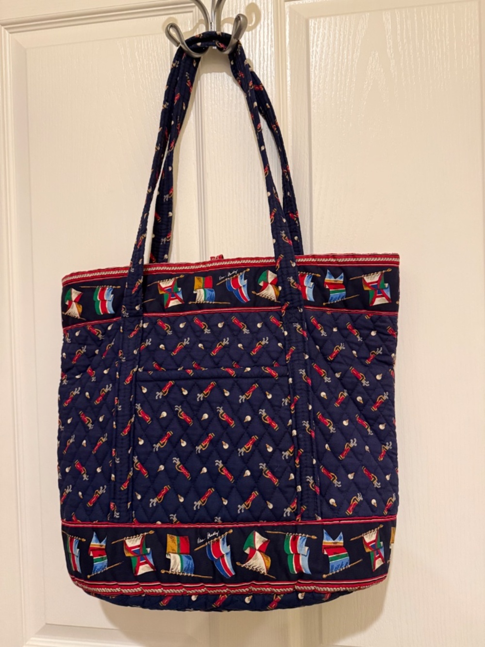 Vintage Vera Bradley Designs Large Tote Bag Retired NAVY Golf Pattern EUC